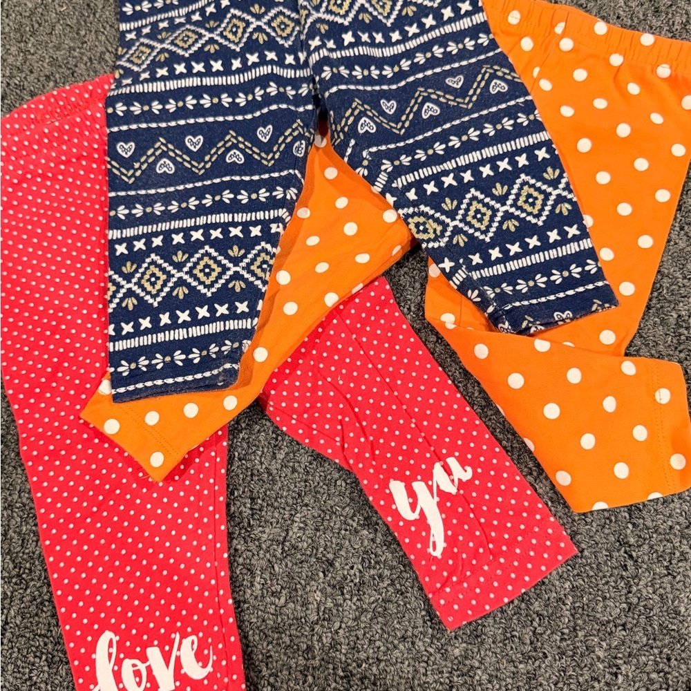 Red, Orange, and Blue Leggings Trio